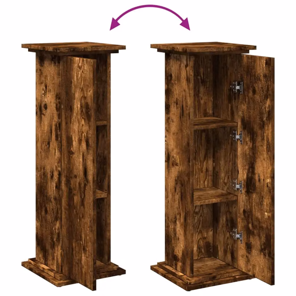 Berkfield Home Display Stand with Storage in Smoked Oak Brown, W/D/H: 31 x 30 x 90 cm – 3