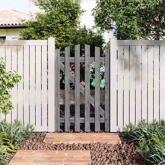 Komore Grey Damp-Proof Spruce Wood Garden Swing Gate with Latch, W: 76 cm, H: 120 cm