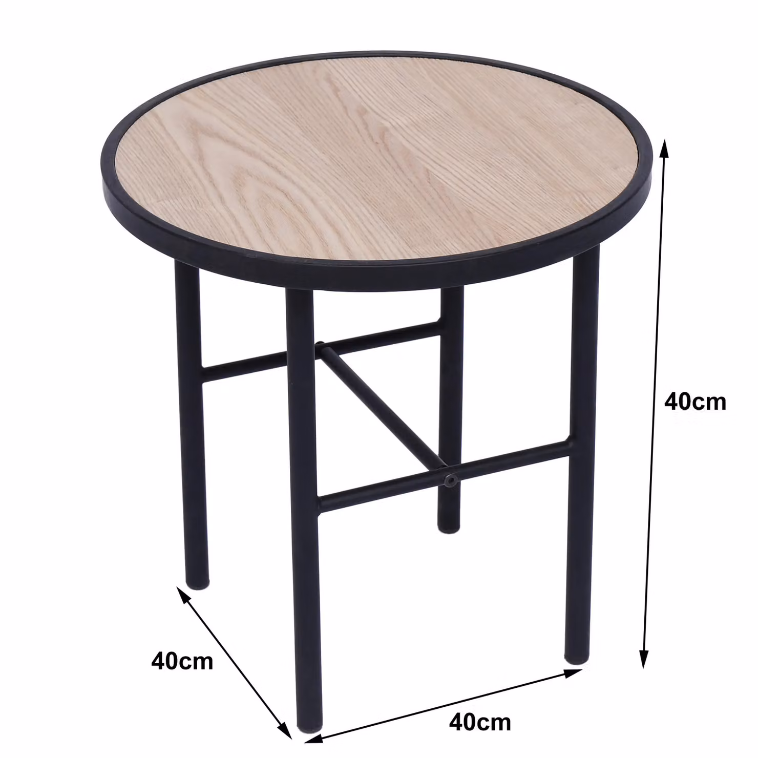 MIHARA Nordlys Round Industrial End Table in Brown Metal, W/D/H: 40 x 40 x 40 cm – 3