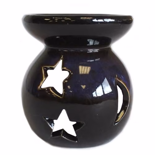 KDMD Black Ceramic Moon and Star Tealight Oil Burner