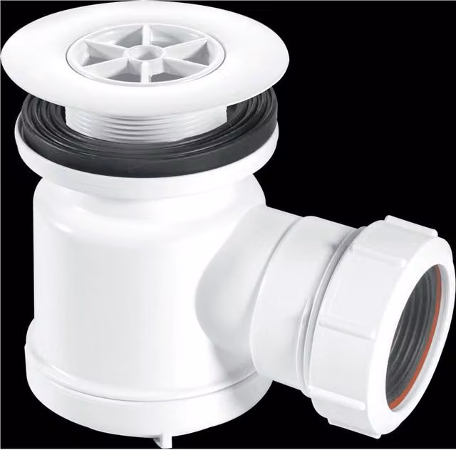 McAlpine STW5-R Round 1.5 inch Plastic Shower Trap with Universal Outlet in White – 1