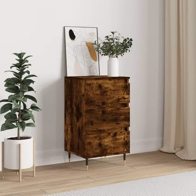 Berkfield Home Smoked Oak Sideboard in Brown, W/D/H: 40 x 35 x 70 cm