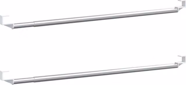 Berkfield Home Aluminium Straight Curtain Rails, 2 Pack, White and Silver, Tension Clamp, 40-60 cm