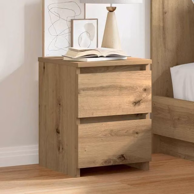 Berkfield Home Timeless Bedside Cabinets, Set of 2, Artisan Brown Oak, W/D/H: 30 x 30 x 40 cm – 1