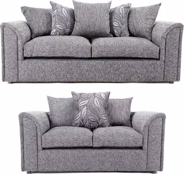 Furnishings For Less UK Byron Dundee Chenille Fabric Sofa Set with 3 and 2 Seater Sofas in Grey – 1