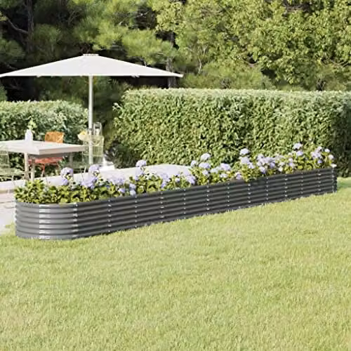 vidaXL Grey Galvanised Steel Garden Raised Bed W: 512 cm, D: 80 cm, H: 36 cm – 2