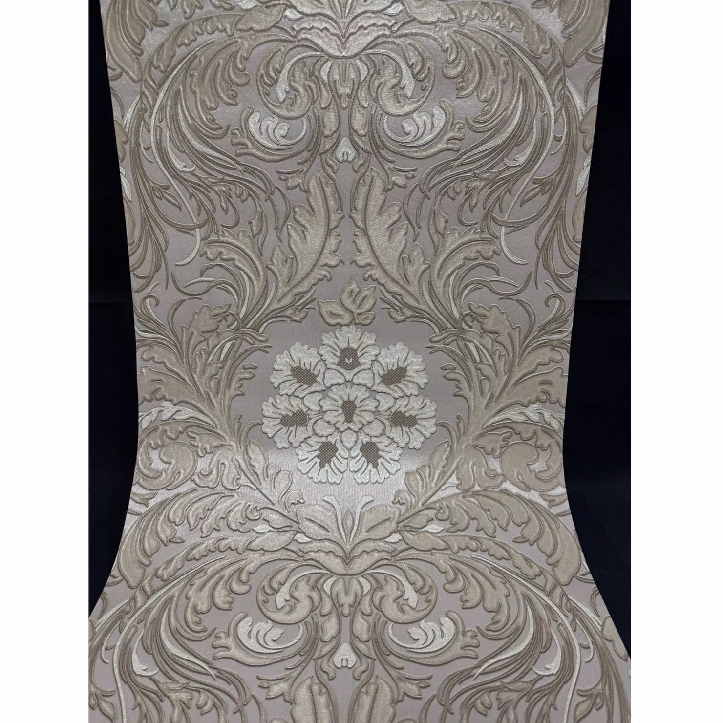 Belgravia Alexandria Floral Damask Botanical Vinyl Wallpaper in Taupe and Gold – 2