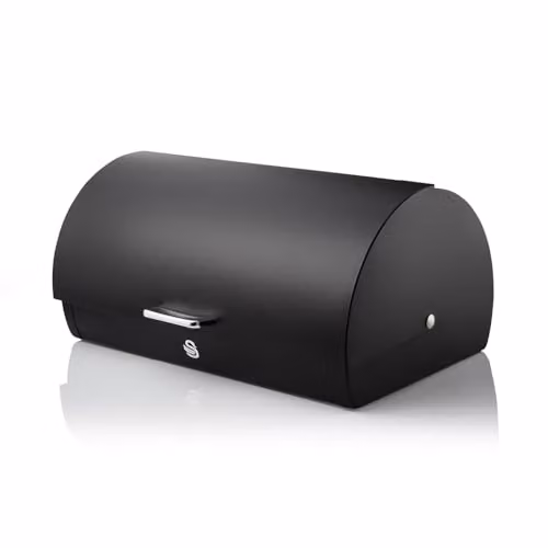Swan Serenity Bread Bin with Roll Front Lid and Ventilation, 14 Litre, Black