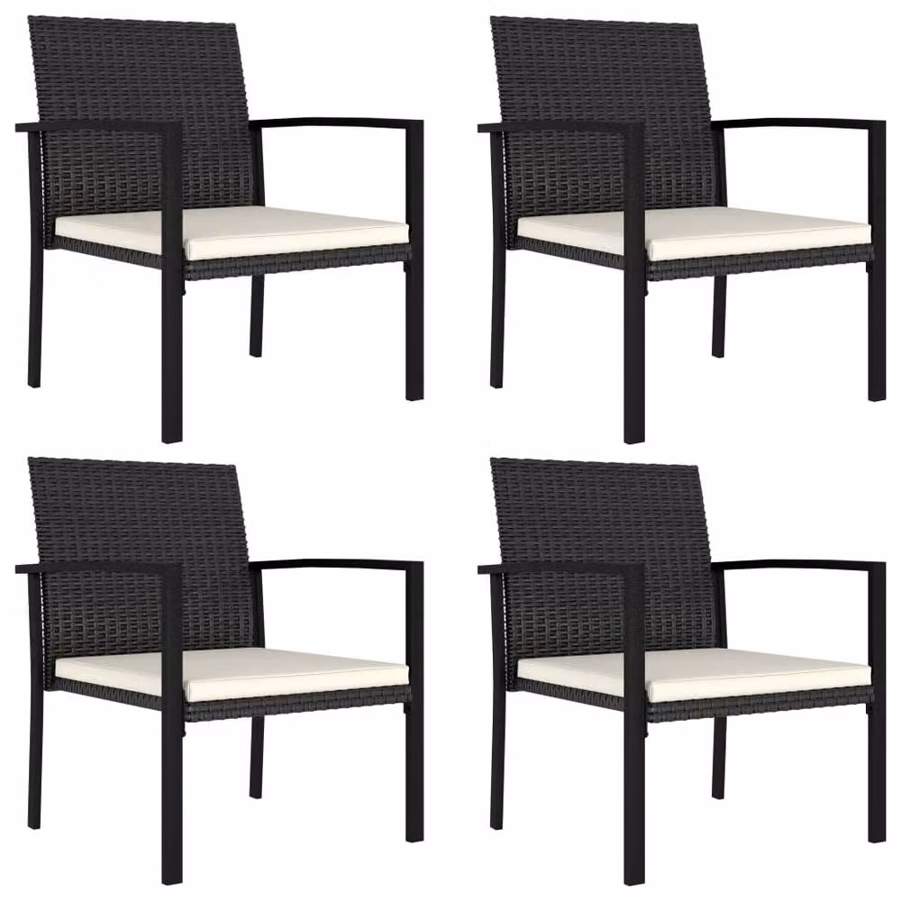 Berkfield Home 5 Piece Modern Poly Rattan Outdoor Dining Set in Black – 4