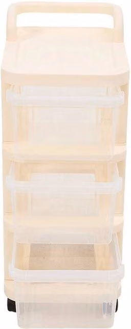 SPETLEK 3 Tier Drawer Storage Trolley Cart in Beige, W/D/H: 50 x 50 x 50 cm