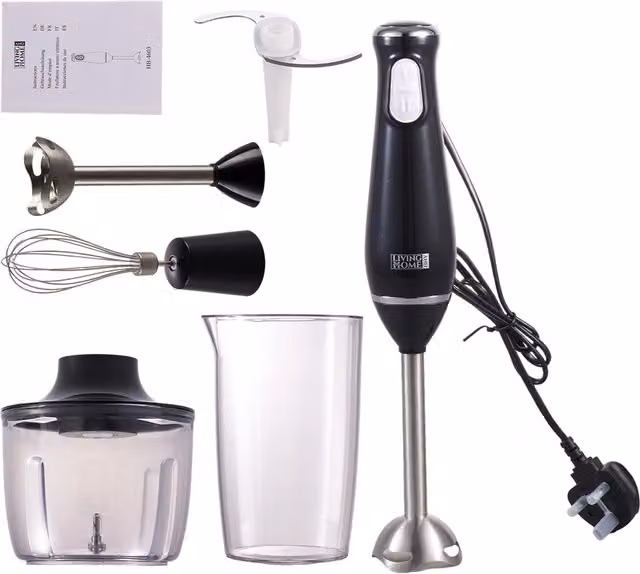 Livingandhome 800W 4-in-1 Hand Blender Set in Black