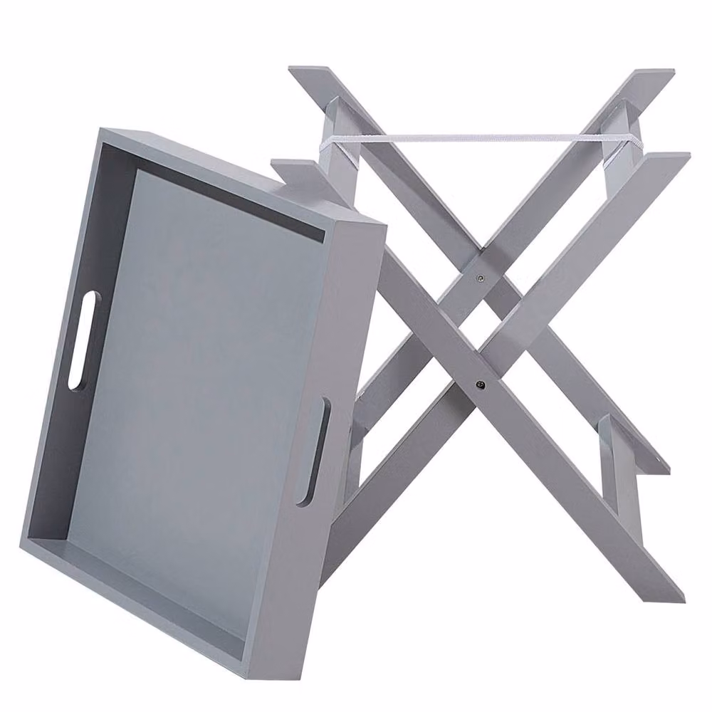 Wyld and Coco Nordic Living Grey Folding Side Table with Removable Tray, W/D/H: 40 x 40 x 46 cm – 3