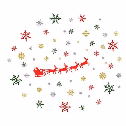 WALPLUS Christmas Snowflake Wall Stickers, Multicolour Self-Adhesive Vinyl Decals for Holiday Home and Office Decoration
