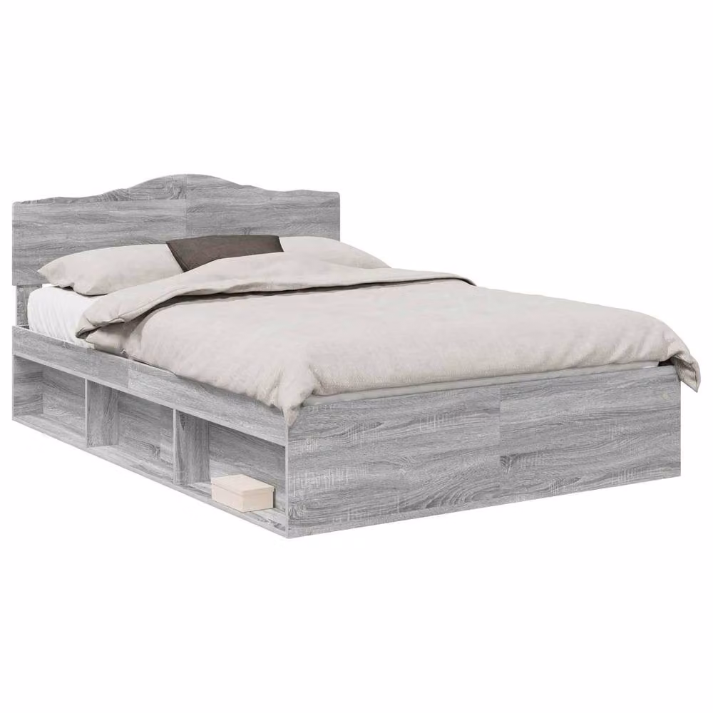 Berkfield Home Sonoma Bed Frame in Grey Solid Pine Wood, W: 140 cm, L: 190 cm – 2