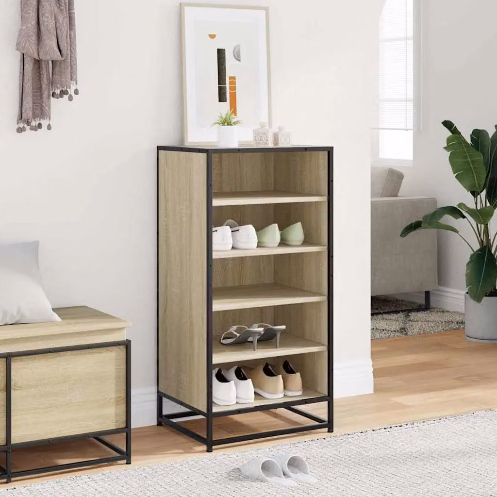 Berkfield Home Sonoma Oak Shoe Rack in Brown, W: 48 cm, D: 38 cm, H: 97.5 cm – 3