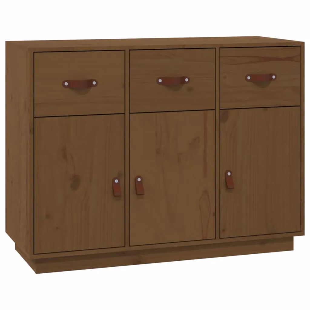 Berkfield Home Rustic Solid Wood Pine Sideboard in Honey Brown, W/D/H: 100 x 40 x 75 cm – 2