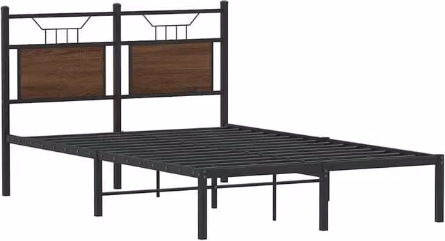 Berkfield Home Decorative Small Double Bed Frame in Brown Oak, W/D/H: 120 x 200 cm – 1