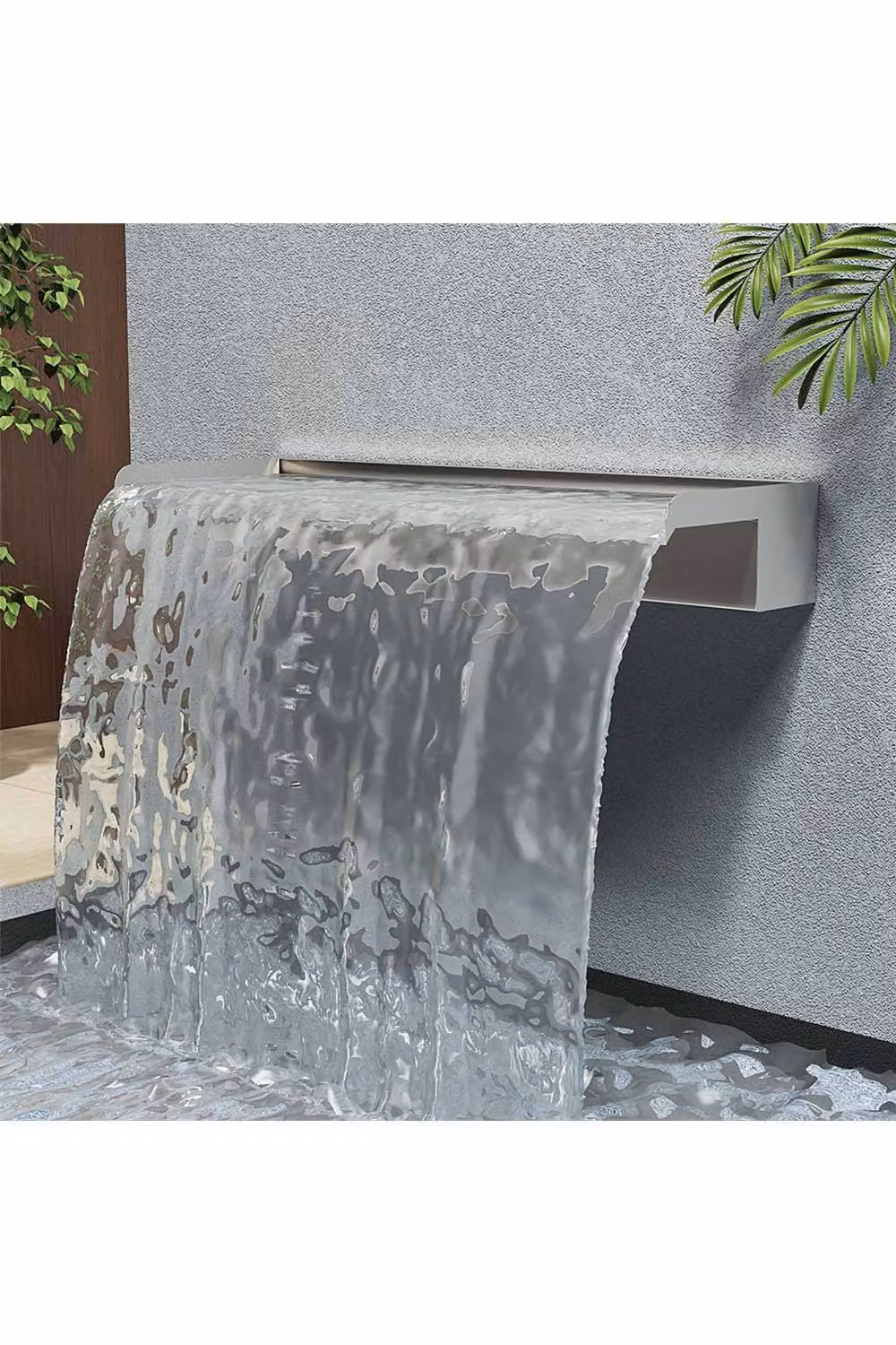 Living and Home Stainless Steel Back Entry Water Blade Garden Waterfall and Pool Fountain in Silver, Width: 60 cm – 3