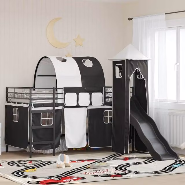 Berkfield Home Kids Loft Bed Frame in Black Metal, W/D/H: 80 x 200 cm – 1