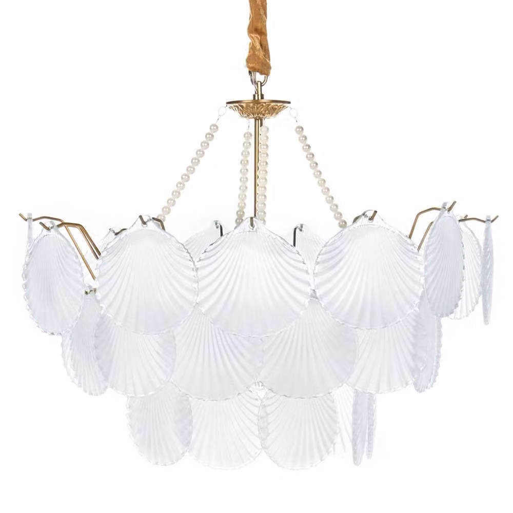 Wyld and Coco Glamour Suspended Chandelier in Bronze and Gold/Brass with Frosted Glass, Diameter: 56 cm – 2