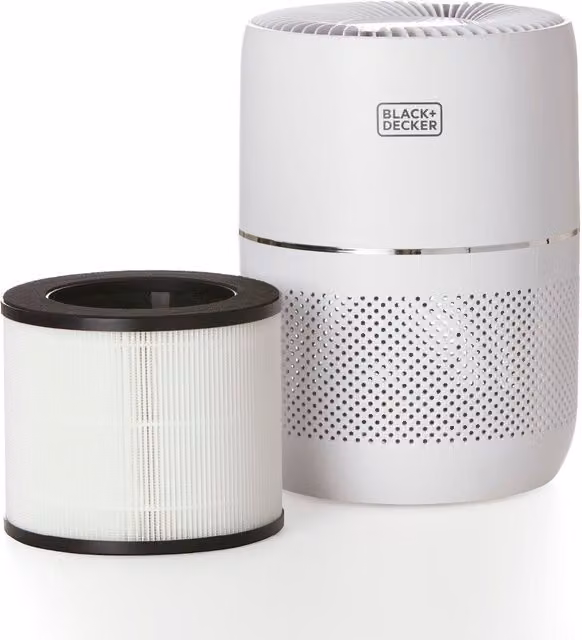 Black+Decker White Air Purifier with HEPA H13, Pre-Filter and Activated Carbon Filter