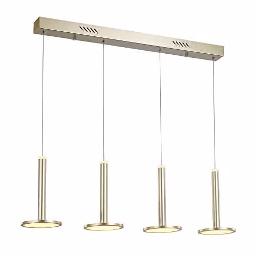 Netlighting Modern LED Suspended Bar Pendant Light in Gold/Brass, Warm White 3000K, 2690lm