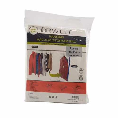 Orwell Transparent White Hanging Vacuum Storage Bag, W: 70 cm, H: 104 cm, 1 Pack – 1