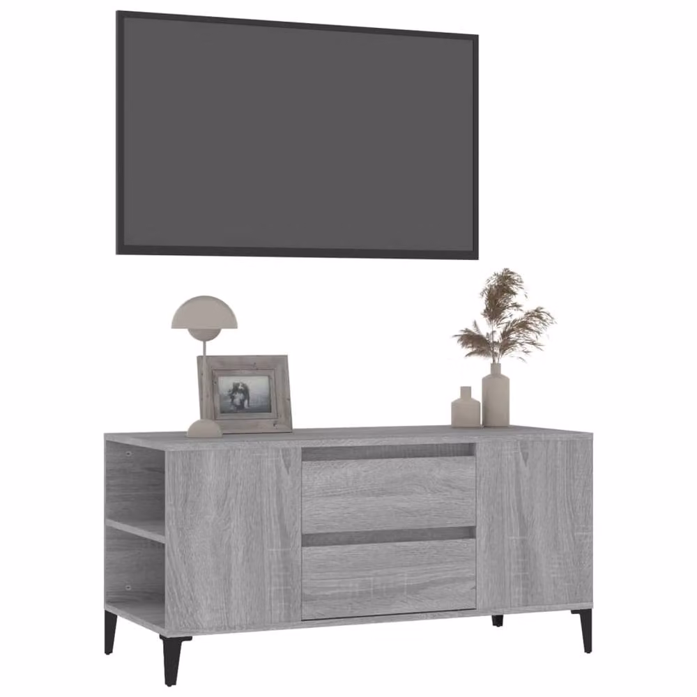 Berkfield Home Modern Grey Sonoma TV Cabinet, W: 102 cm, D: 44.5 cm, H: 50 cm – 3