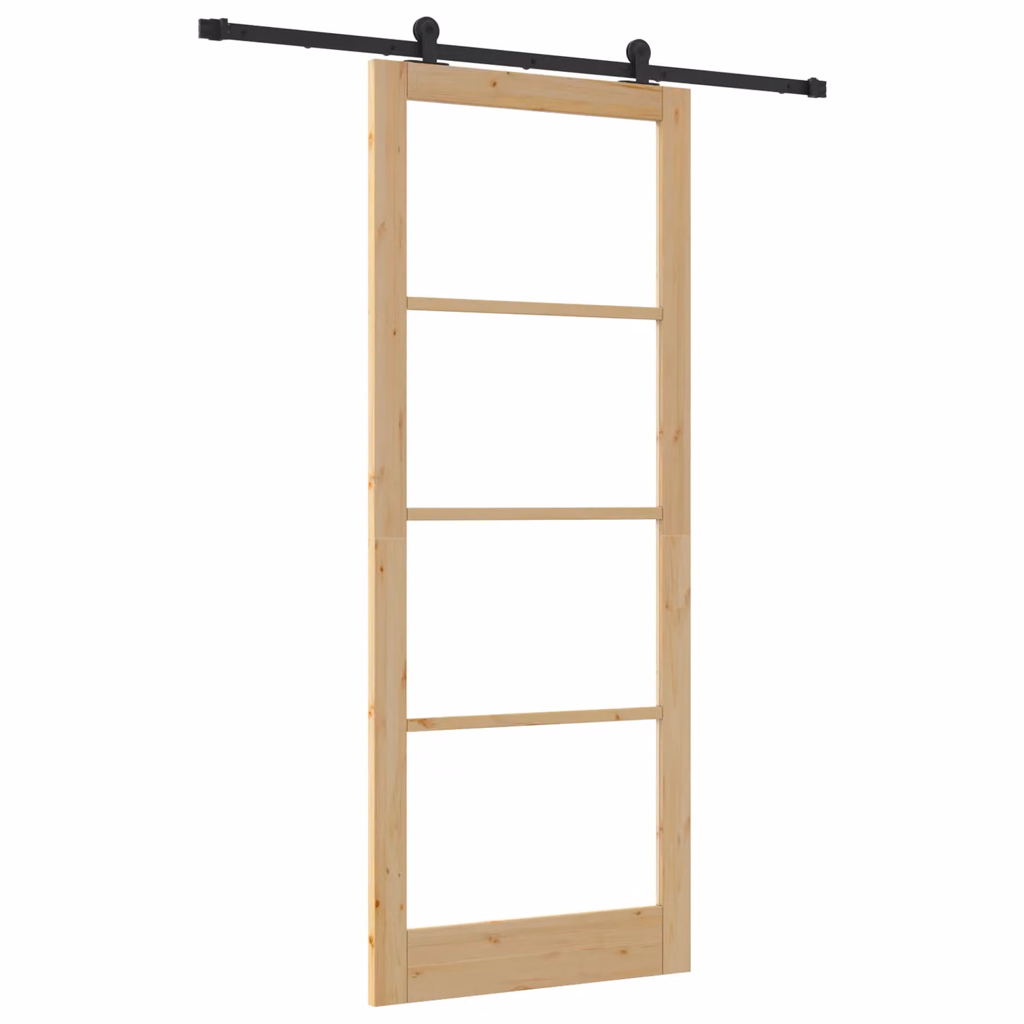 Berkfield Home Orkdal Sliding Door with Hardware Set in Beige, Solid Wood and Glass – 2