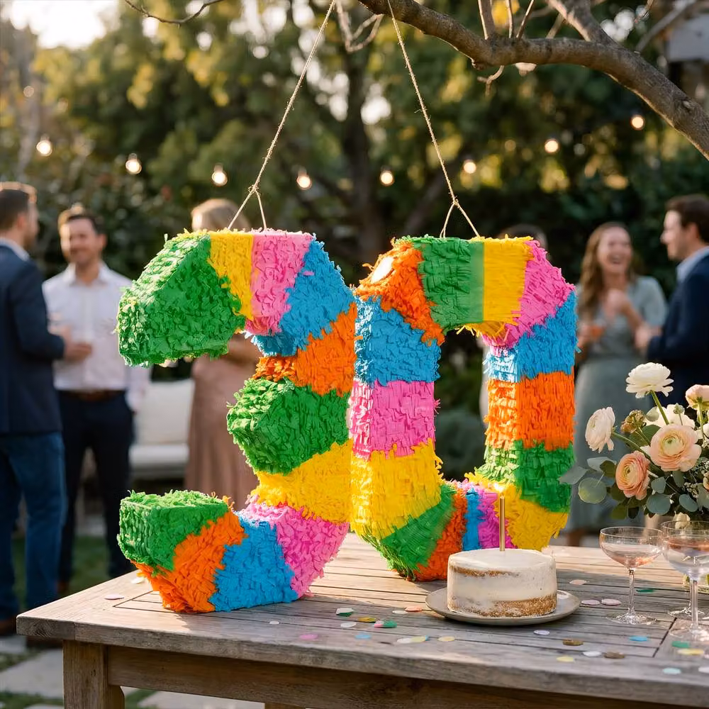 Fax Potato Multicolour Pinata Set with Stick and Blindfold for Birthday or Anniversary Parties – 6