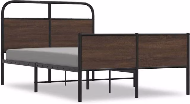 Berkfield Home Classic Bed Frame in Brown Oak, W: 140 cm, D: 190 cm – 1