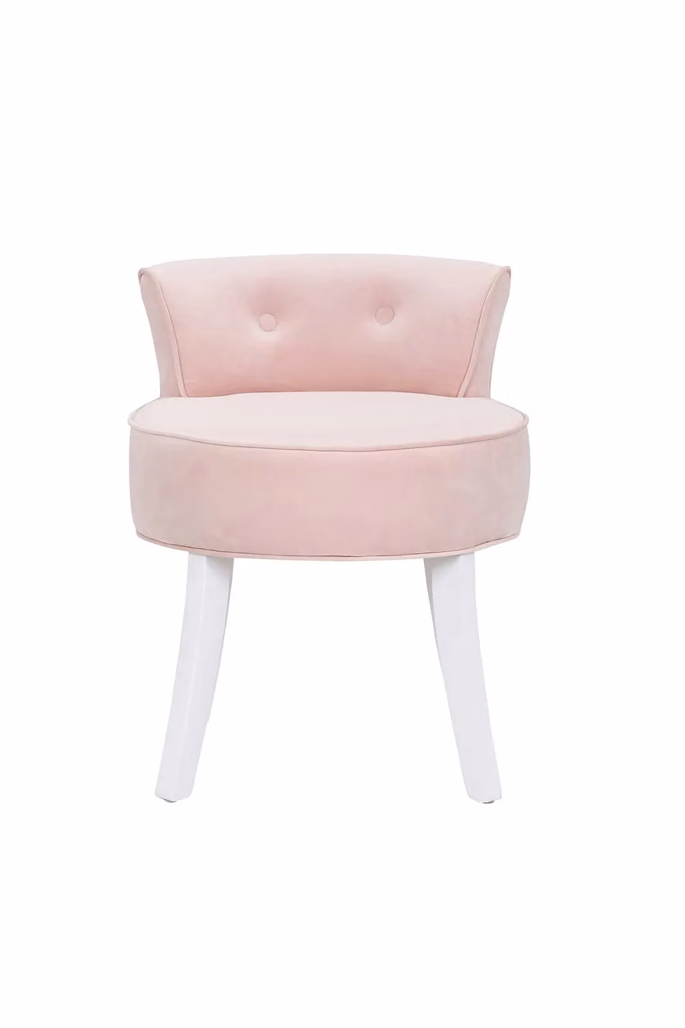 Living and Home Pink Velvet Soft Seat Low Back Dressing Footstool with White Legs – 2