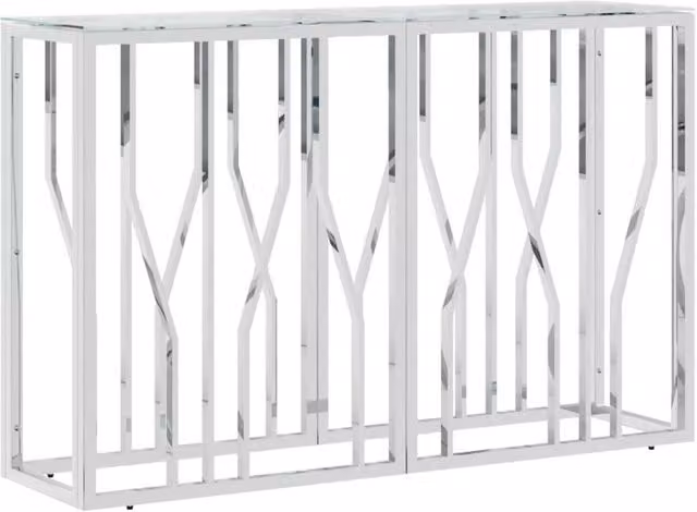 Berkfield Home Silver Stainless Steel and Glass Console Table, W/D/H: 110 x 30 x 70 cm