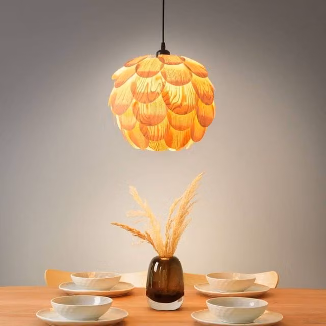Wyld and Coco Natural Bamboo Acorn Pendant Lamp in Beige – 1