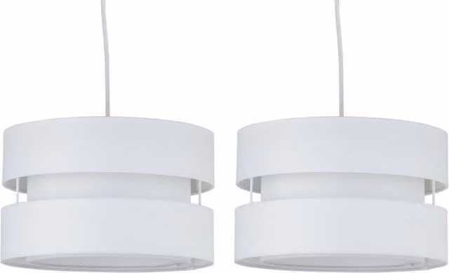 First Choice Lighting Benni Set of 2 White Fabric Pendant Shades, Diameter: 26 cm
