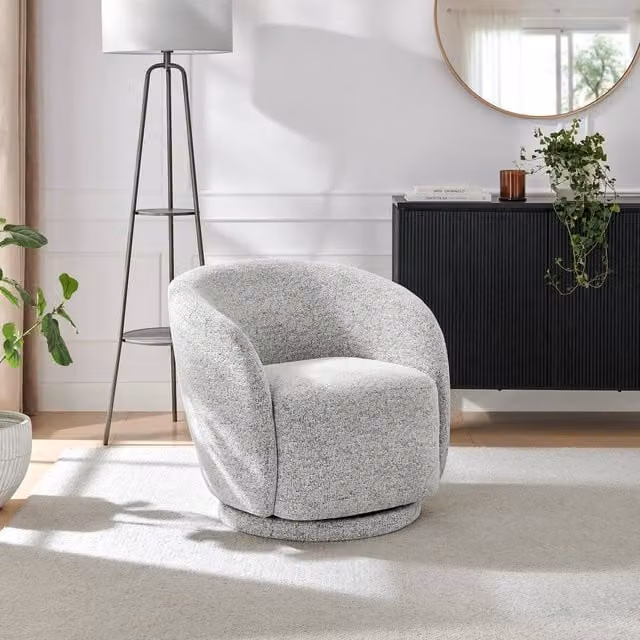 FurnitureboxUK Romilly Grey Fabric Swivel Accent Tub Chair – 1