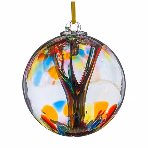 Sienna Glass Multicoloured Red Round Hanging Glass Ornament, 15 cm