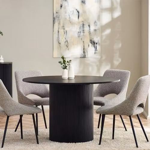 Julian Bowen Louis Round Black Ash Dining Table, Diameter: 120 cm, Height: 76 cm – 1