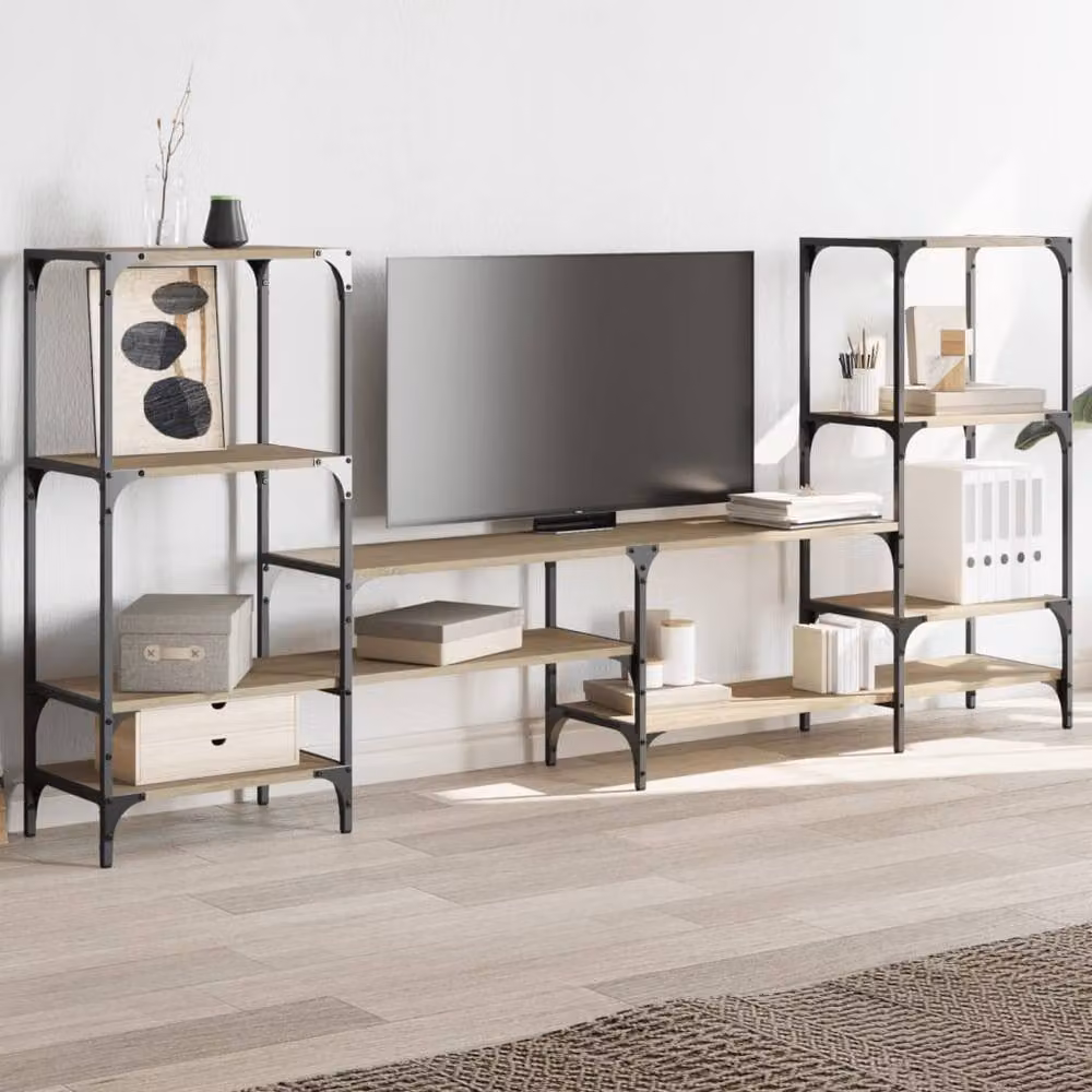 Berkfield Home TV Cabinet in Sonoma Oak, W/D/H: 206.5 x 28.5 x 95 cm – 2