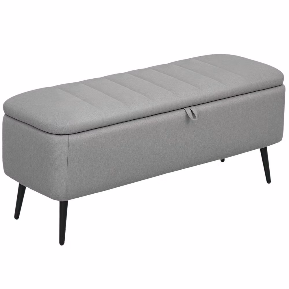 Wyld Haus Harika Light Grey Linen Look Fabric Storage Ottoman – 2