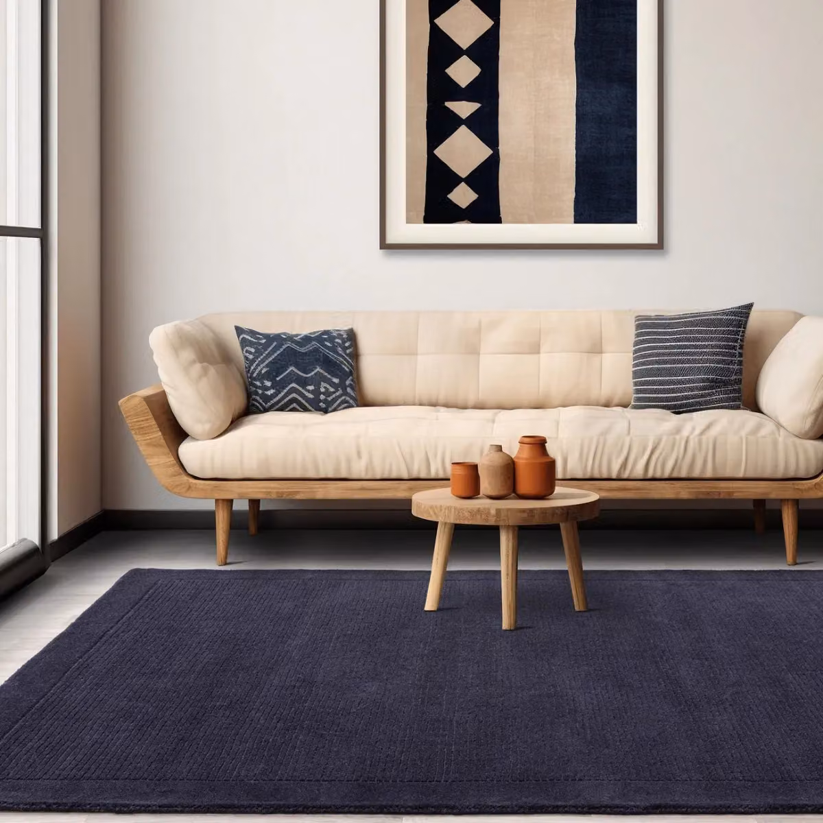 The Rug Shop UK Blue Handmade Wool Modern Plain Easy To Clean Area Rug W: 160 cm, D: 230 cm – 2
