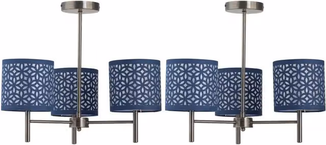 First Choice Lighting Brea Set of 2 Antique Brass Pendant Light Fittings with Navy Blue Cut Out Shades – 1