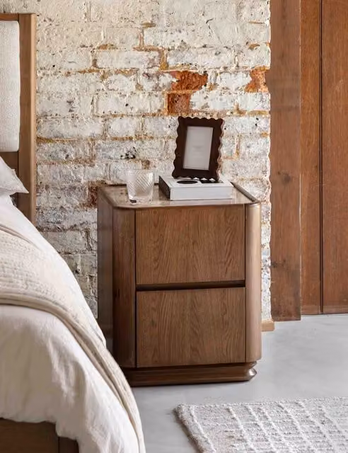 Gallery Home Dempsey Two Drawer Bedside Table in Brown
