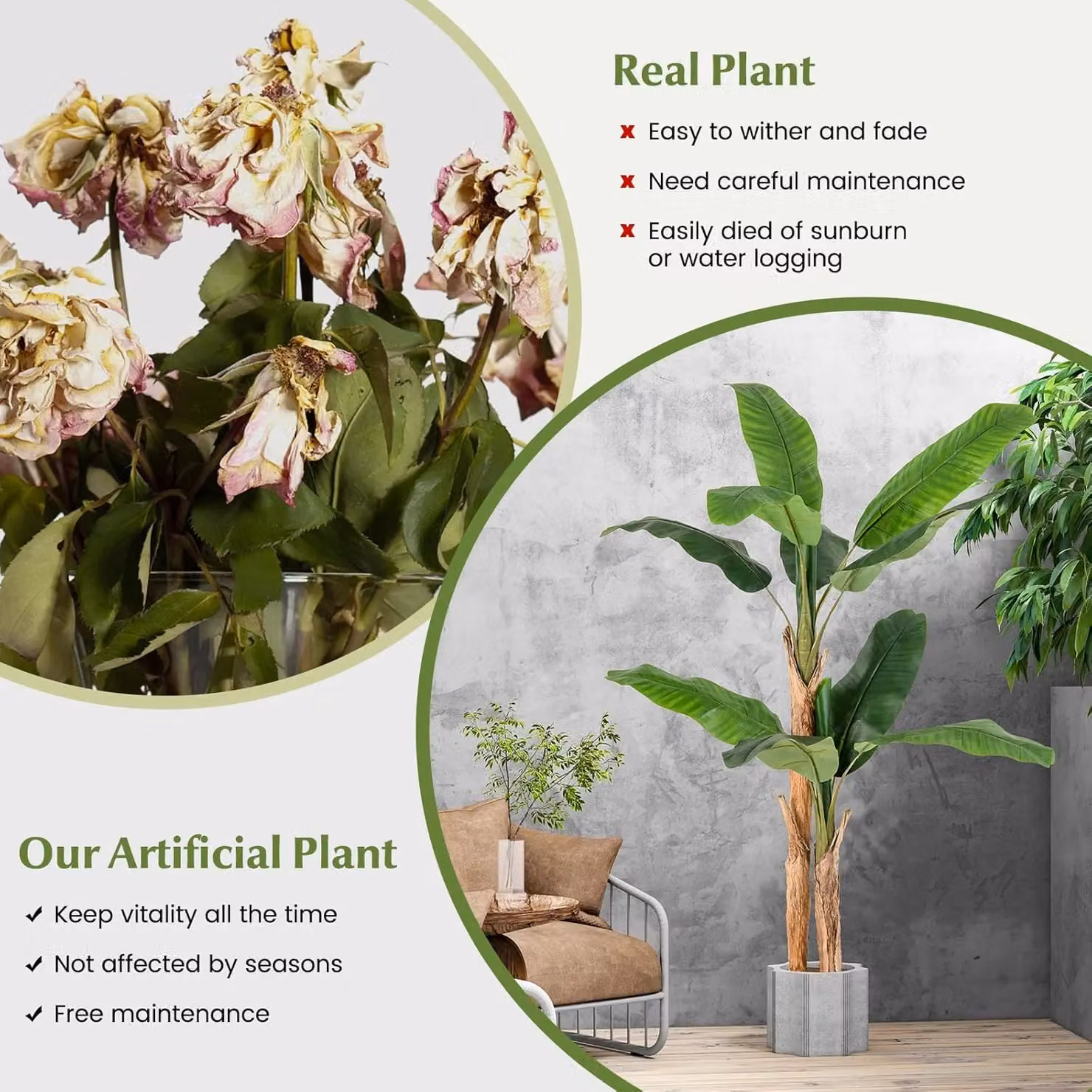 Gymax 165 cm Tall Artificial Banana Tree Potted Plant in Green – 3