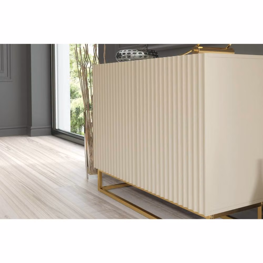 Mex Furniture LTD Ripple Sideboard in Cashmere Warm Beige and Gold – 3