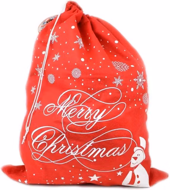 Shatchi Red Christmas Santa Sack with Snowflake and Snowman Design, W: 46 cm, H: 60 cm – 1