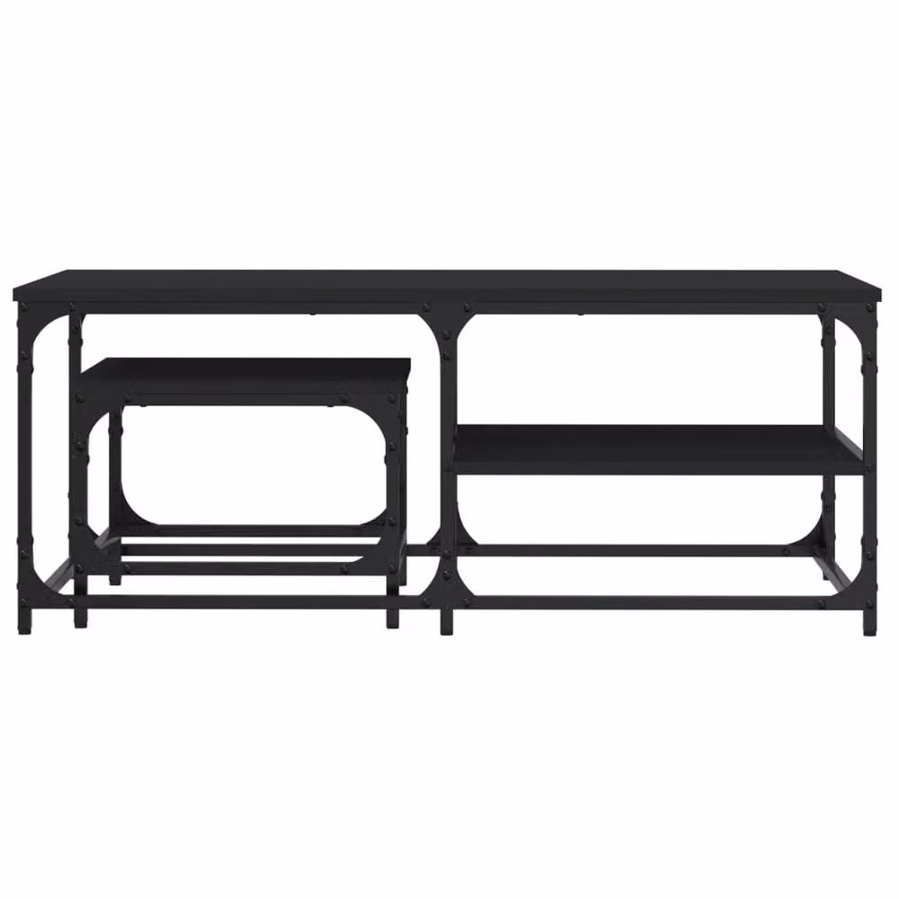 Berkfield Home Nesting Coffee Tables, 2 Piece Set in Black Engineered Wood – 3