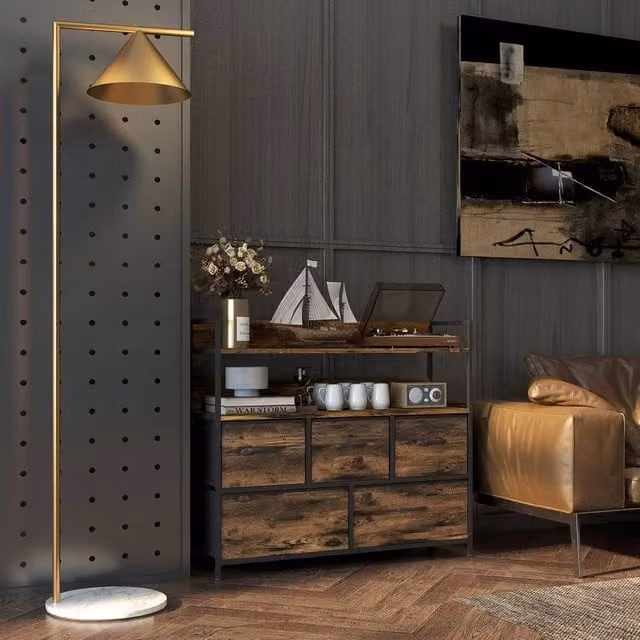 STILVORA Industrial Chest of Drawers with Fabric Drawers in Rustic Brown – 1