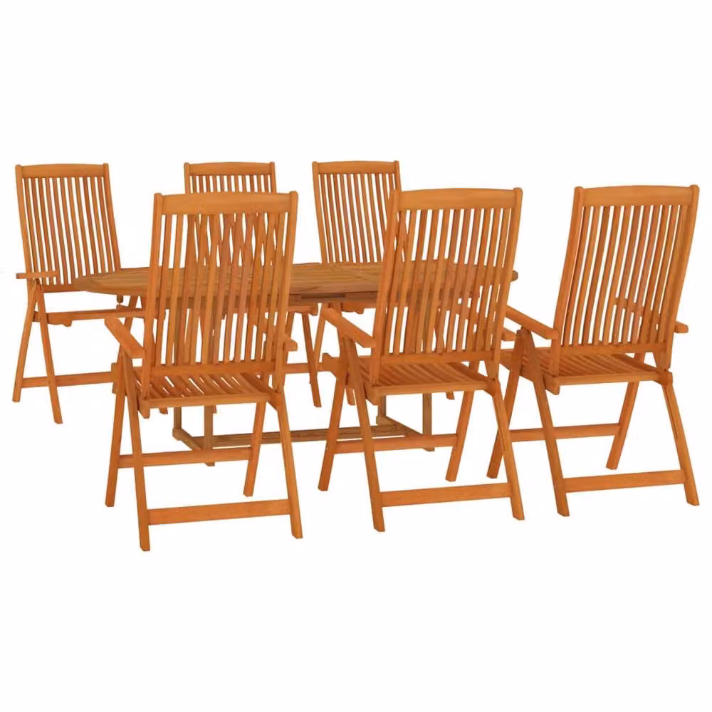 Berkfield Home 7 Piece Rustic Garden Dining Set in Brown Solid Eucalyptus Wood – 3