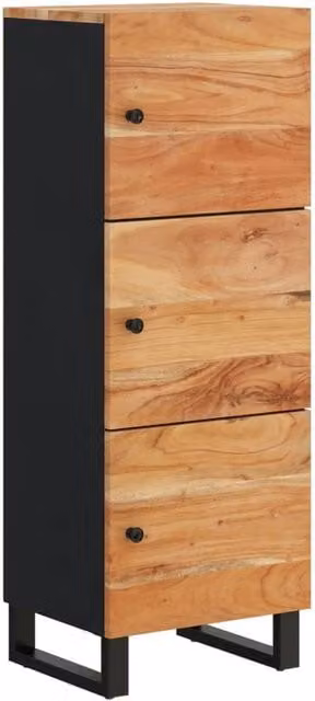 Berkfield Home Industrial Highboard with 3 Doors in Brown Acacia Wood and Iron, W/D/H: 40 x 33 x 110 cm